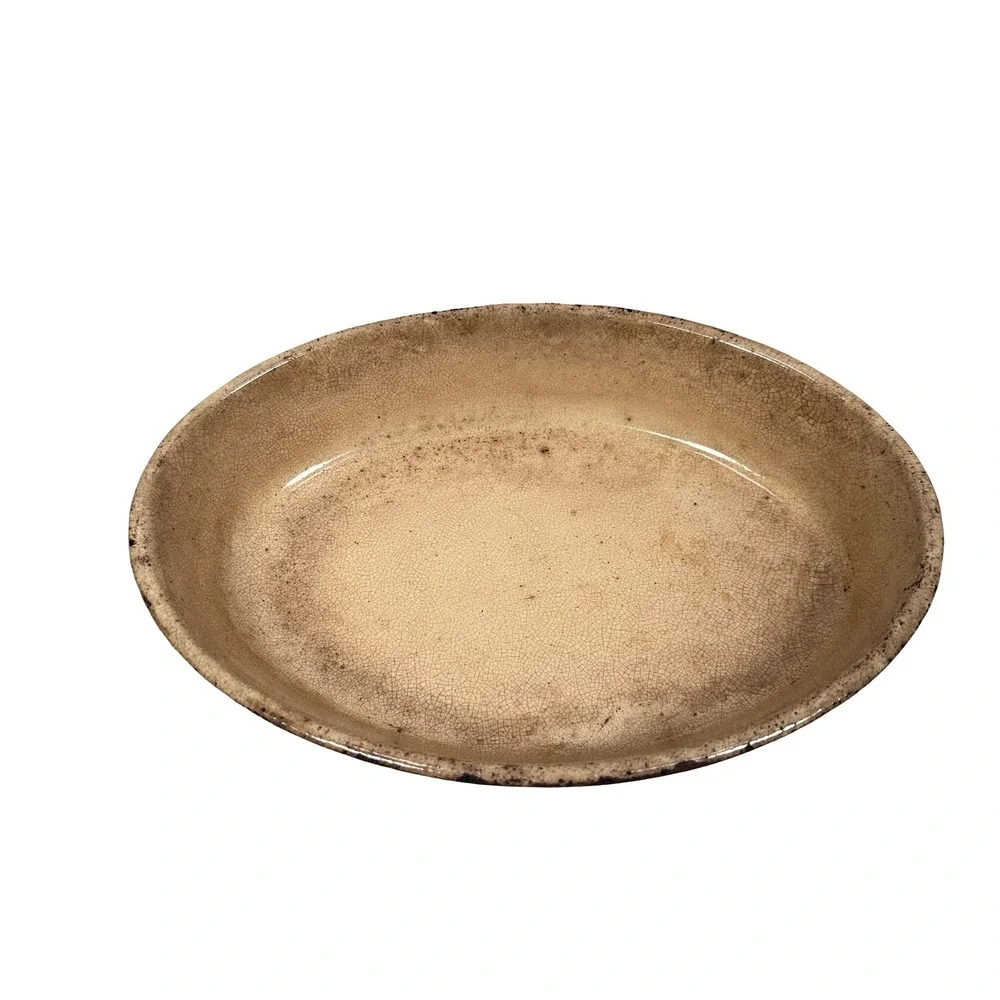Antique Emile Henry French Stoneware Oval Baking Dish Brown Glazed Gratin Pan 8